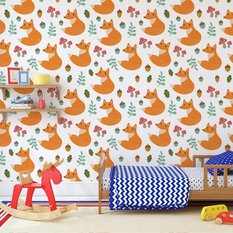 Tapeta Do Pokoju Dziecka Bajkowe LISKI Roślinki  - Miniaturka zdjęcia nr 5