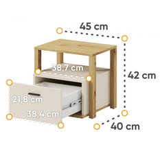 Szafka nocna Lenny 45 cm do sypialni stolik beżowy  - Miniaturka zdjęcia nr 3