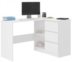 Biurko narożne MODERN 112 cm białe z szafką z szufladami do biura 