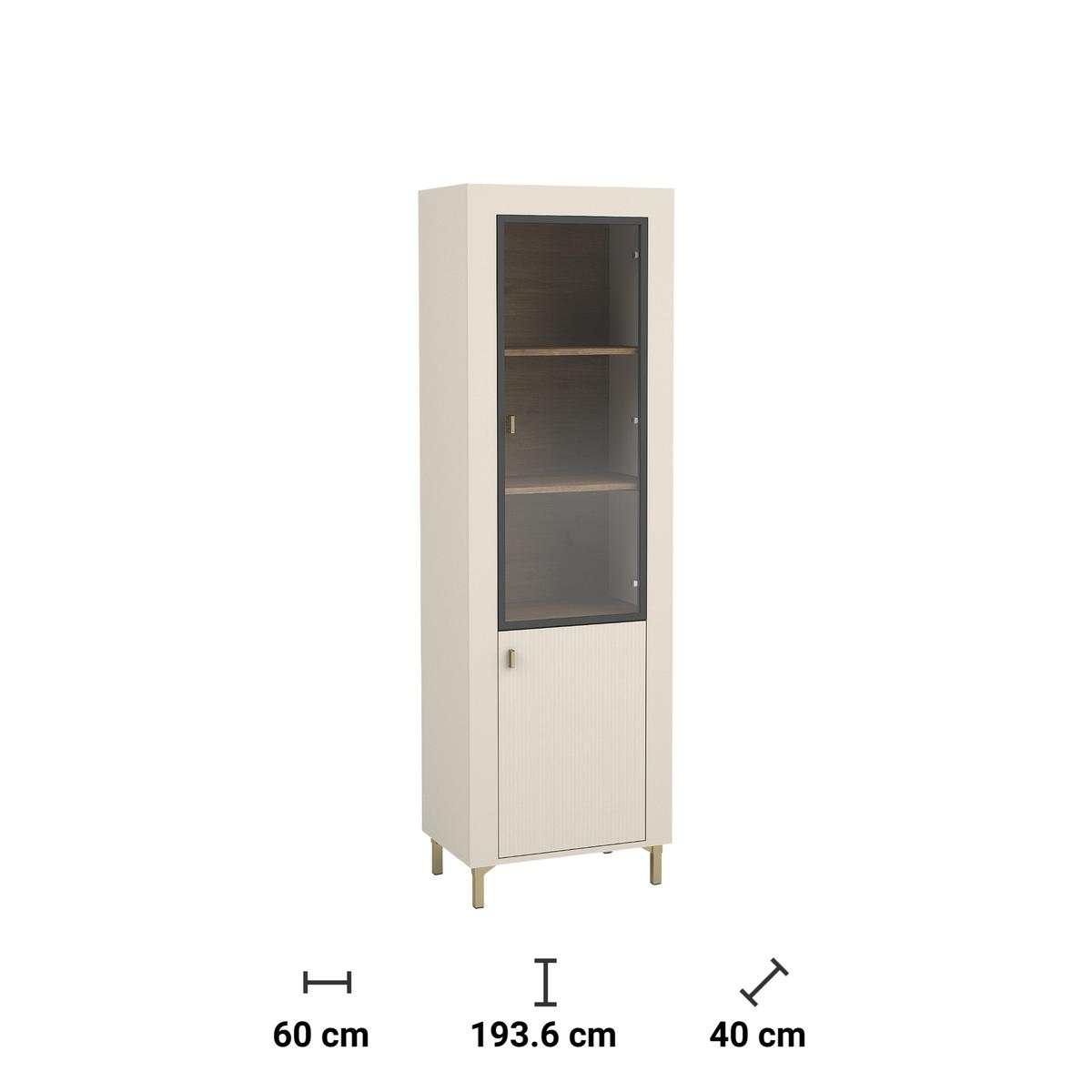 Witryna 60x40x193,6 cm Mossa z dwoma drzwiczkami kaszmir do salonu nr. 4