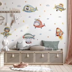Naklejki Dla Dzieci Zwierzątka Chmury Gwiazdy 60x30 Samoloty ZESTAW - Miniaturka zdjęcia nr 4