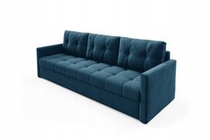 Kanapa IVIO 230x87x86 cm sofa z funkcją spania rozkładana velvet welur niebieska do salonu - Miniaturka zdjęcia nr 5