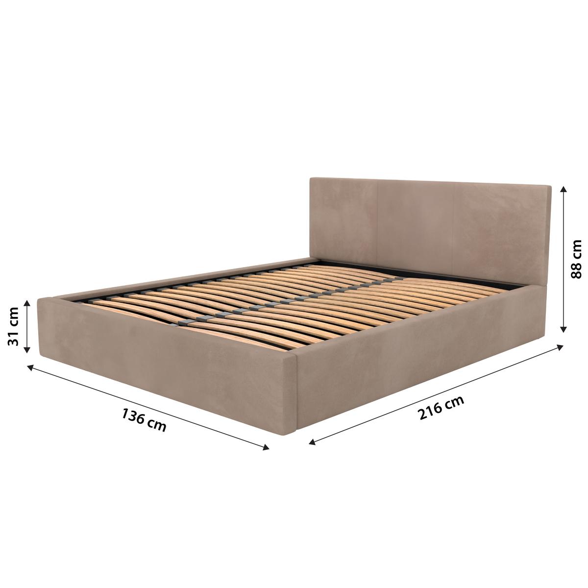 Łóżko tapicerowane do sypialni basic 120x200x88 cm łóżko podwójne z pojemnikiem beżowe nr. 16