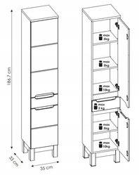 Zestaw mebli łazienkowych 80 cm BALI WHITE z umywalką i słupkiem + syfon biały - Miniaturka zdjęcia nr 8