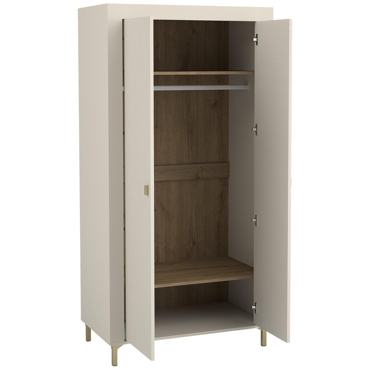 Szafa 96,9x56x193,6 cm  Mossa  dwudrzwiowa kaszmir do sypialni i pokoju nr. 2