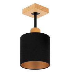 Lampa sufitowa 15 x 15 x 31 cm jednopunktowy spot z drewna gwint E27 czarna do salonu - Miniaturka zdjęcia nr 1