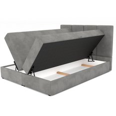 Łóżko kontynentalne 180x200x113 cm tapicerowane podwójne z materacem szare - Miniaturka zdjęcia nr 12