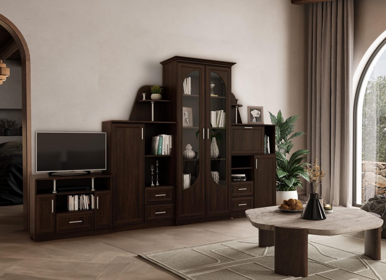 Meblościanka TEXAS zestaw mebli 320x207x44 cm do salonu witryna barek RTV Sonoma Ciemna nr. 3