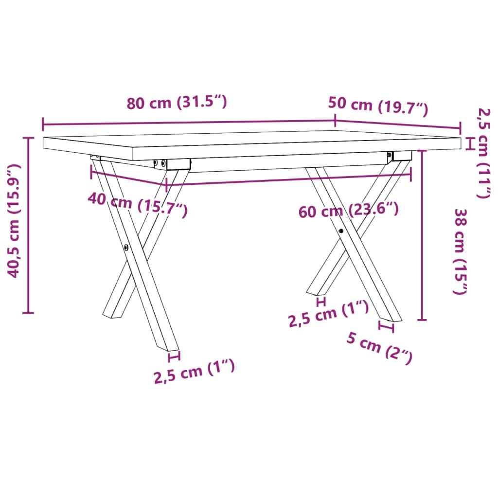 Stolik kawowy 80x50x40,5 cm nogi w kształcie litery X lite drewno do salonu nr. 10