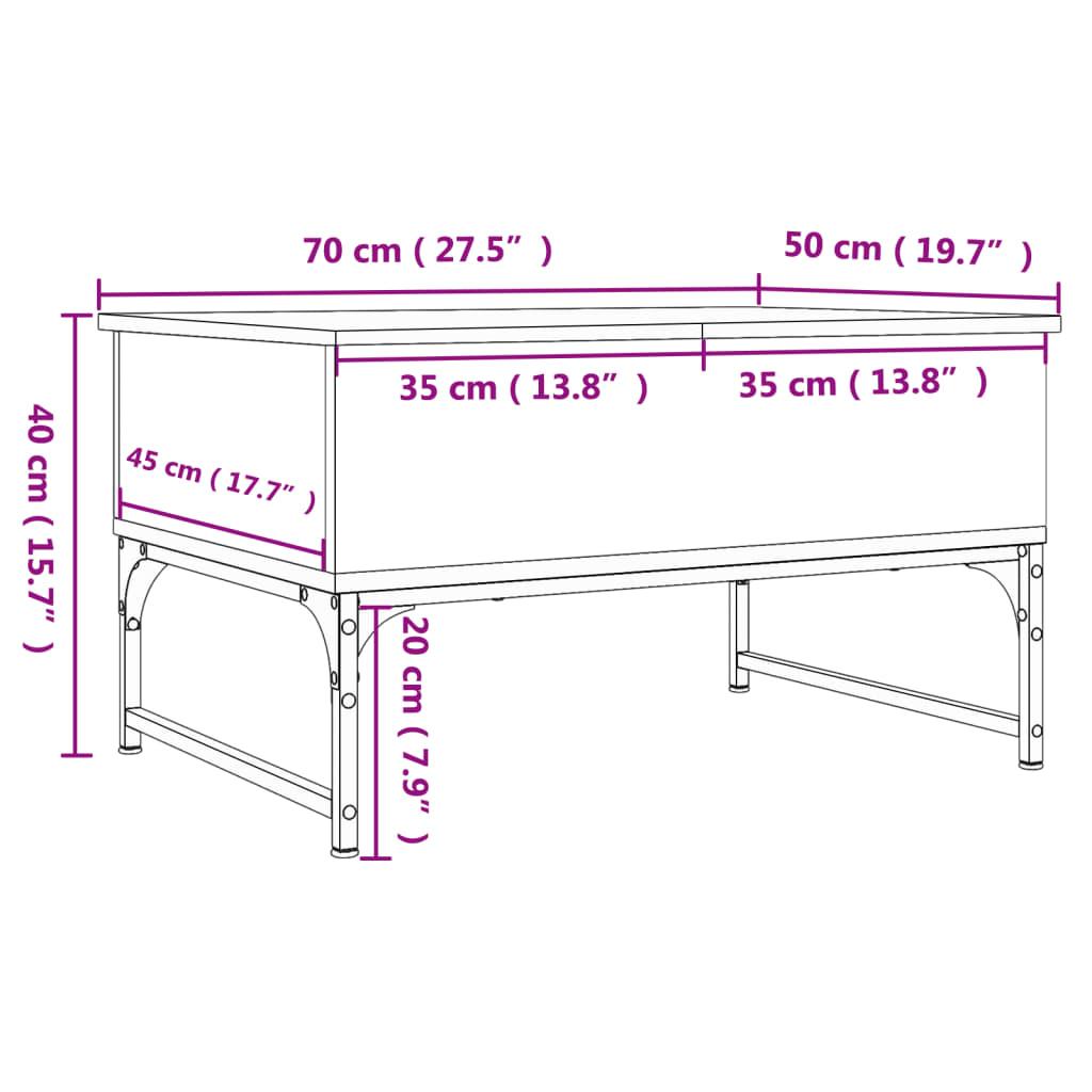 Stolik kawowy 70x50x40 cm z rozkładanym blatem ze schowkiem brązowy dąb do salonu nr. 11