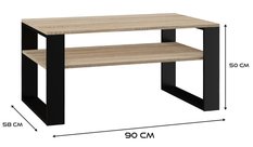 Stolik kawowy ława MODERN 1P 90x58x50 cm dąb sonoma czarny do salonu  - Miniaturka zdjęcia nr 5