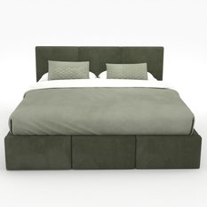 Łóżko tapicerowane do sypialni 180x200x88 cm podwójne z pojemnikiem modne khaki - Miniaturka zdjęcia nr 12