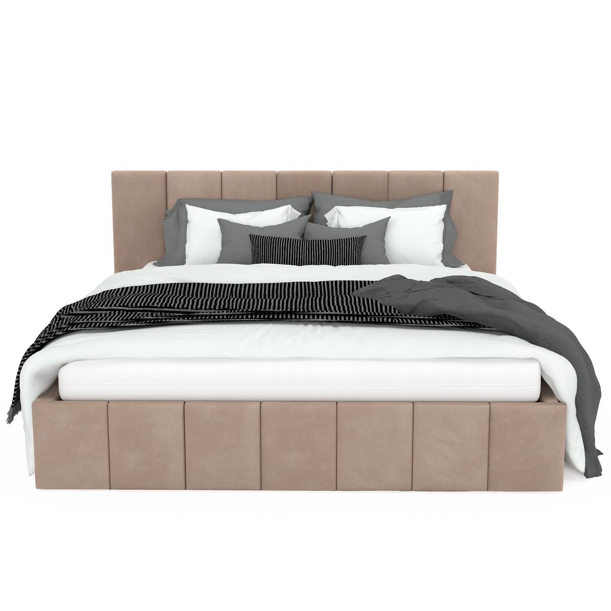 Łóżko tapicerowane 160x200 premium z pojemnikiem do sypialni beżowe wezgłowie 107 cm nr. 9