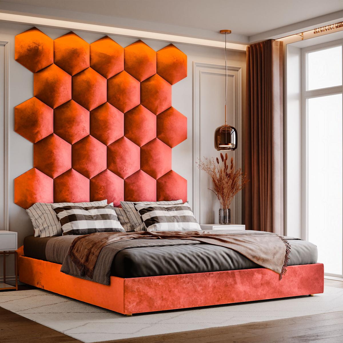 Panele tapicerowane  26x30 cm hexagon magic velvet czerwony nr. 3