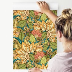Tapeta Dekoracyjna KWIATOWE Ornamenty Liście Wzór  - Miniaturka zdjęcia nr 3