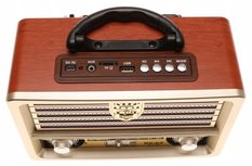 Radio przenośne 23 x 11,5 x 16 cm RETRO z funkcją bluetooth   USB  brązowe - Miniaturka zdjęcia nr 6