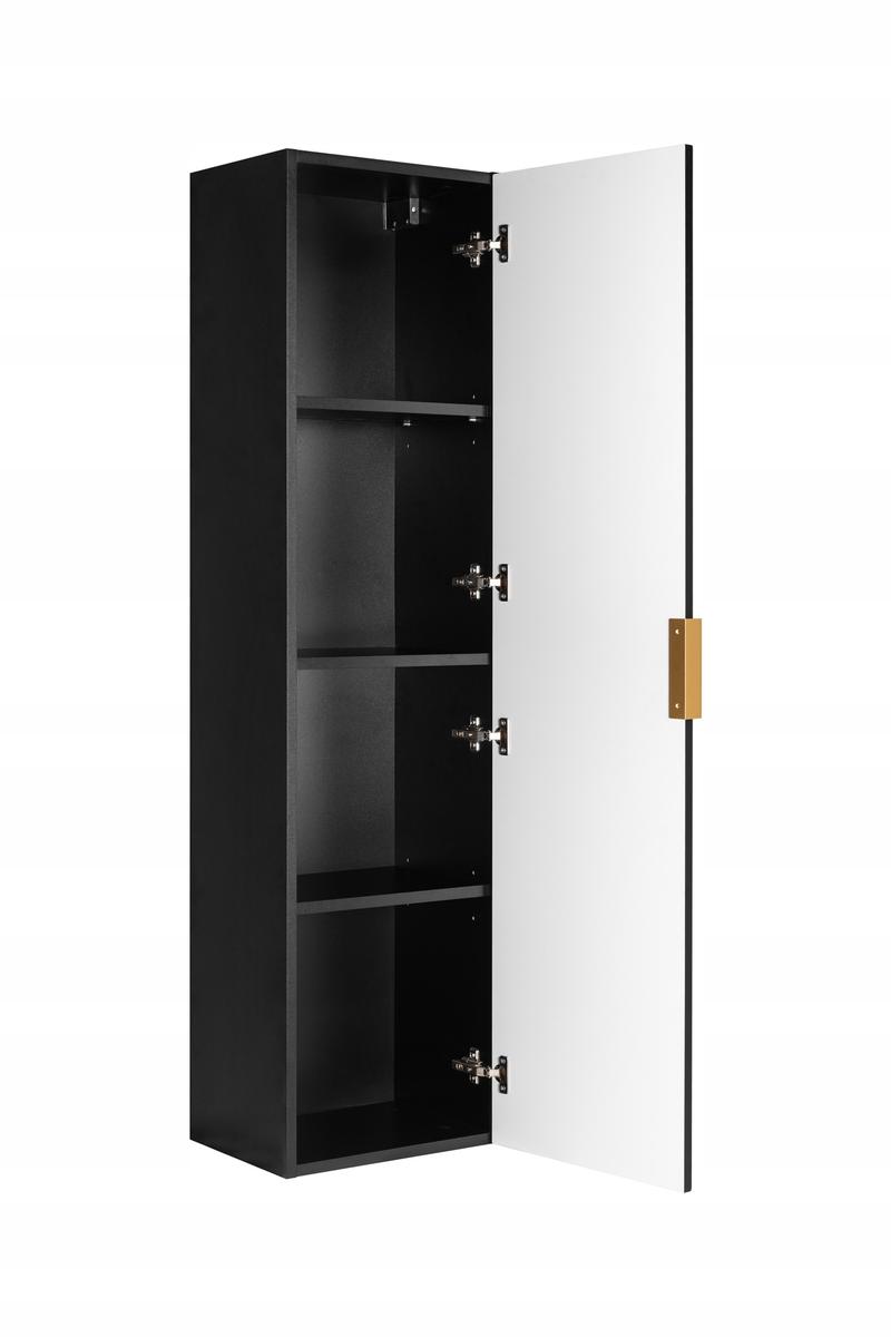 Słupek łazienkowy 136 cm czarny wiszący ryflowany front mdf półki regał flow nr. 4