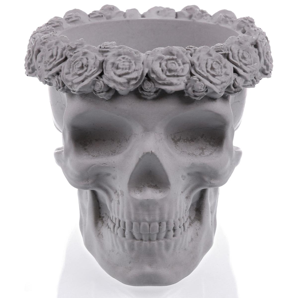 Donica Skull Flowers Unpainted  11 cm nr. 2