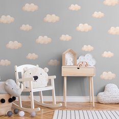 NAKLEJKA NA ŚCIANĘ DO POKOJU DZIECKA  120x60 BEŻOWE CHMURECZKI - Miniaturka zdjęcia nr 3