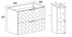 Szafka łazienkowa 100x46x60,7 cm wisząca pod umywalkę biała klepka jodełka front regał do łazienki - Miniaturka zdjęcia nr 10