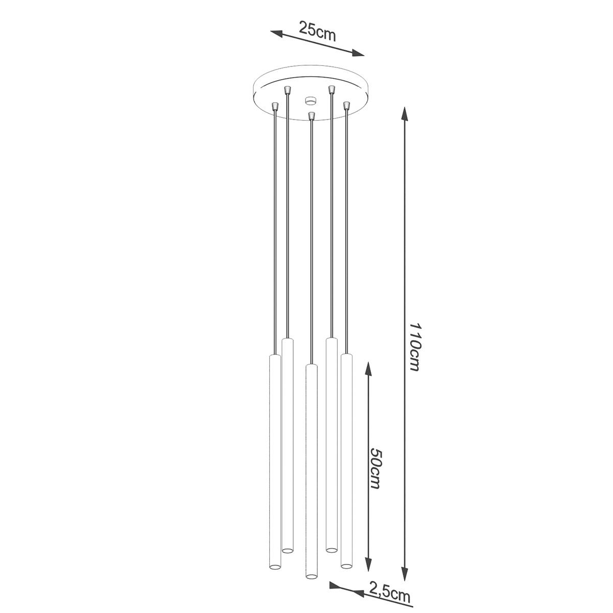 Lampa wisząca PASTELO 5P biała 110x25x25cm nowoczesna G9 do salonu nr. 5