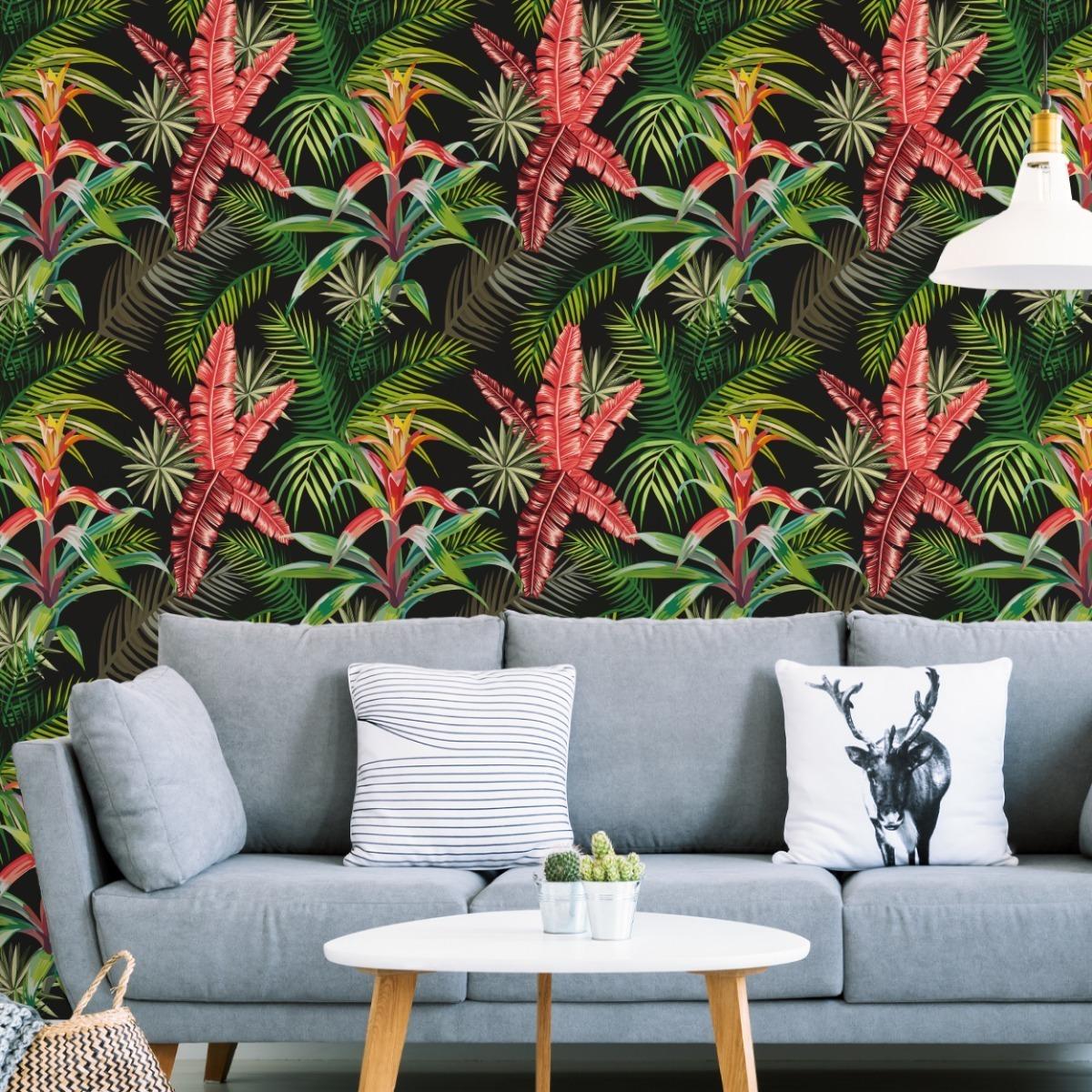 Tapeta Tropikalne LIŚCIE Palmowe Egzotyczne Kwiaty 53x1000 nr. 5