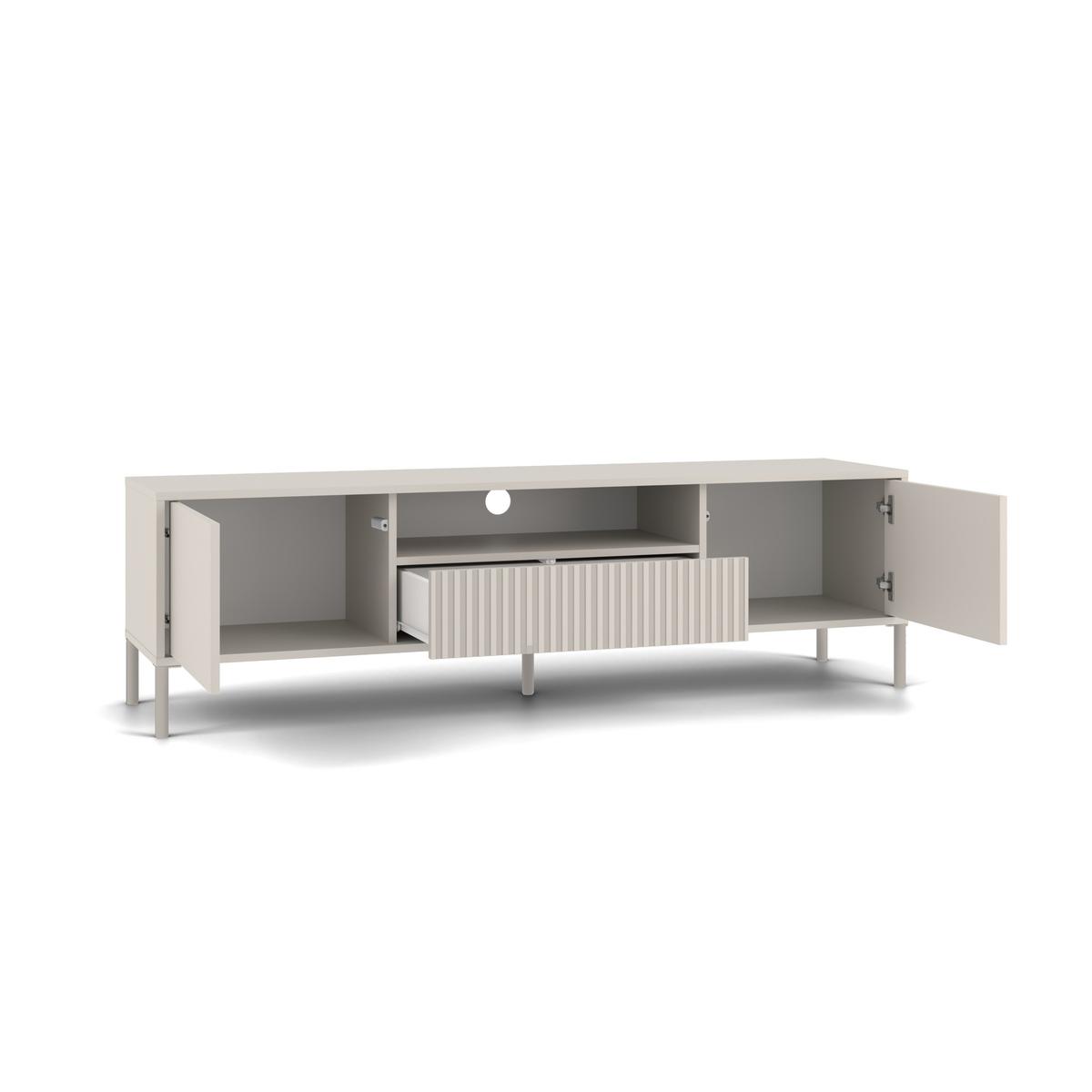 Szafka RTV KAMARO 47x164x40 cm  kaszmir beż lamele front ryflowany + klasyczny nr. 8