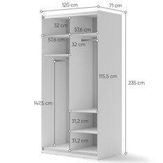 Szafa z lustrem Maxi 120 cm do sypialni przedpokoju garderoby biały - Miniaturka zdjęcia nr 4