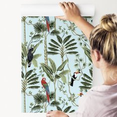 Tapeta Do Salonu Kolorowe PTAKI Tropikalne Rośliny  - Miniaturka zdjęcia nr 3