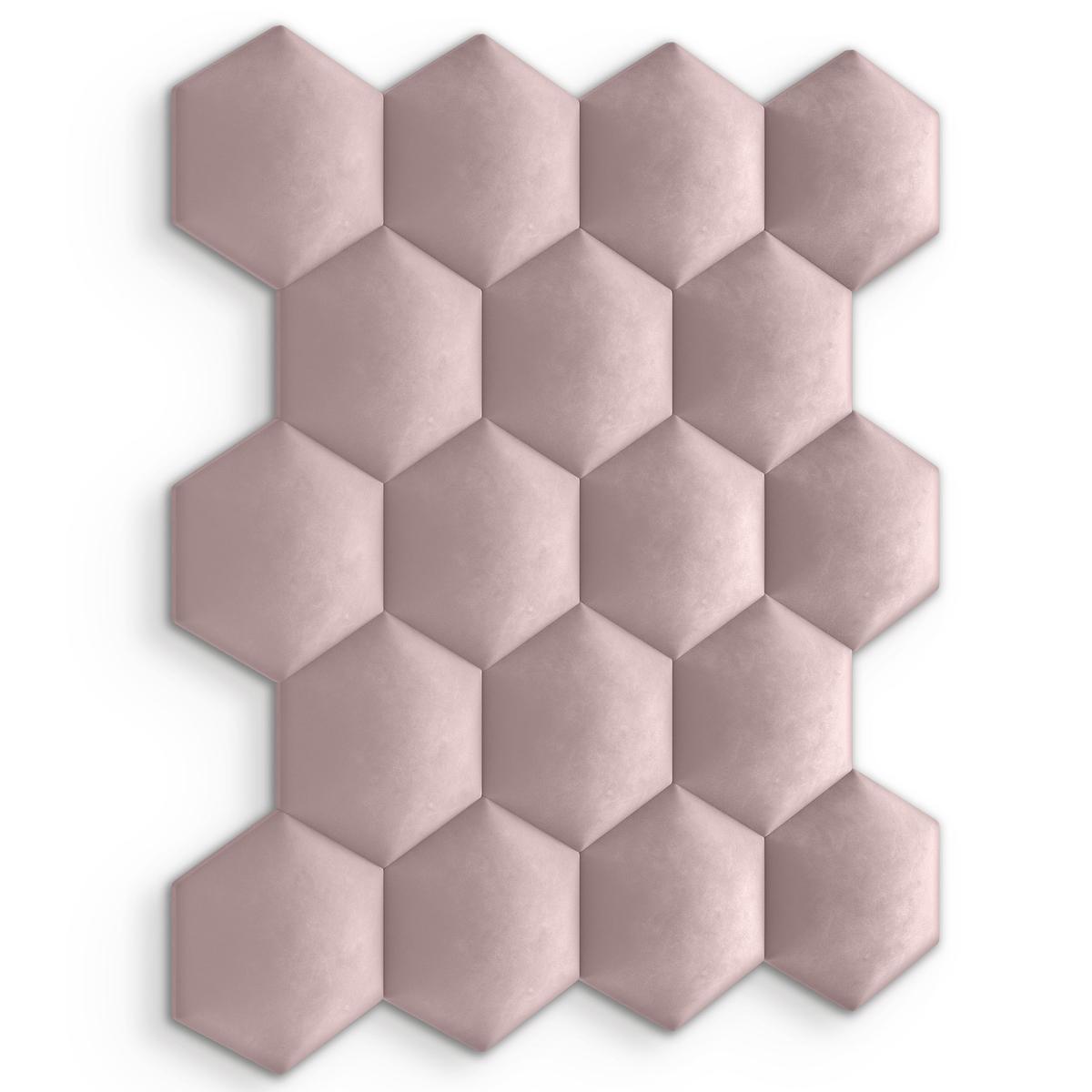 Panele tapicerowane 26x30 cm na ścianę hexagon różowy nr. 5
