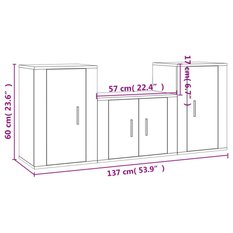 Zestaw szafek RTV 57x34,5x40 cm 3szt z drzwiczkami i półkami szary do salonu - Miniaturka zdjęcia nr 10