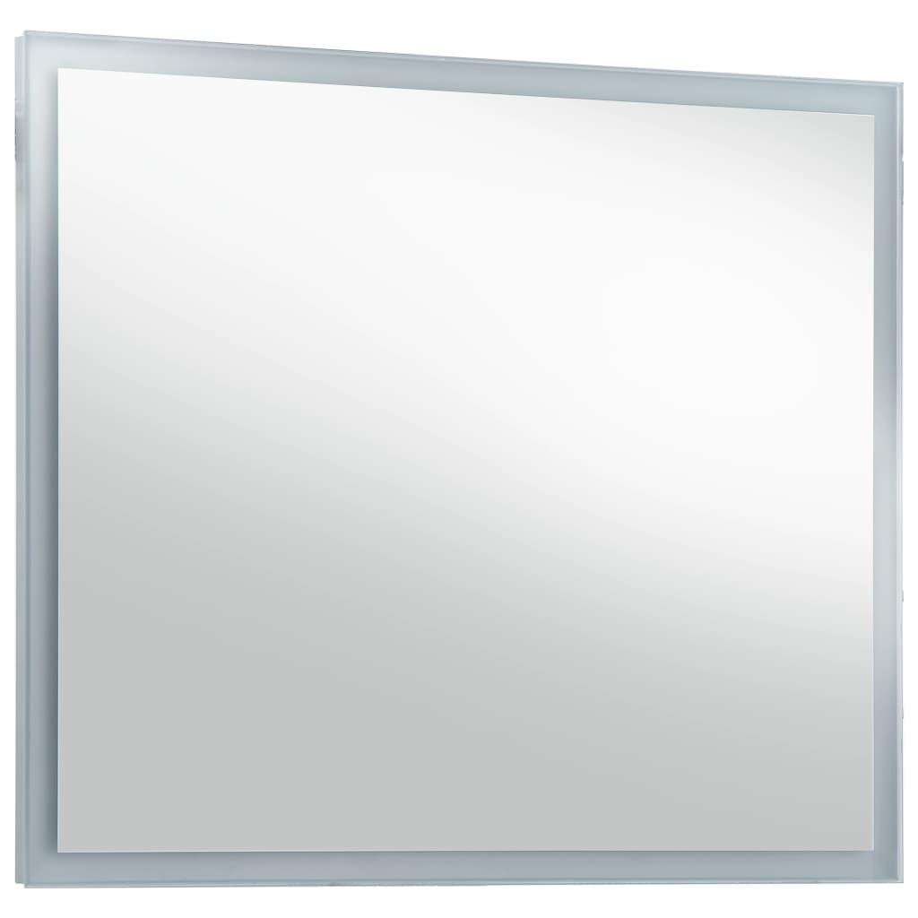 Lustro 80x60 cm do sypialni łazienki ścienne z LED aluminium szklane srebrny  nr. 3