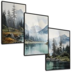 Zestaw 3X Plakat W Ramie Krajobraz Jezioro Góry Las Natura Panorama 60x80cm - Miniaturka zdjęcia nr 2