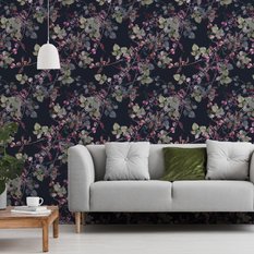 Tapeta Ścienna Kolorowe AKWARELOWE Kwiaty Liście  - Miniaturka zdjęcia nr 6