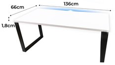 Biurko gamingowe model 1 Low 136x66x1.8 cm białe loftowe led komputerowe stabilne do pokoju gracza - Miniaturka zdjęcia nr 2