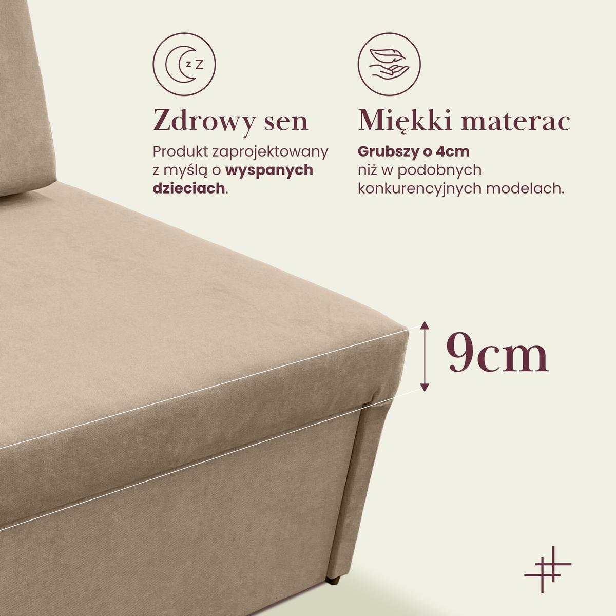 Sofa Viluś 106x75x80 cm beżowy rozkładana sofa narożna jednoosobowa z funkcją spania i pojemnikiem na pościel nr. 15