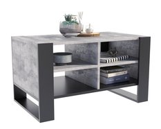 Ława Figa 100x53,6x50 cm beton czarny z pólkami elegancki stolik kawowy do salonu  - Miniaturka zdjęcia nr 4