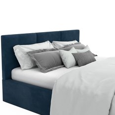 Łóżko tapicerowane 160x200x88 cm do sypialni podwójne otwierany schowek na pościel basic granatowy - Miniaturka zdjęcia nr 12