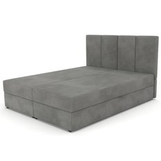 Łóżko kontynentalne 160x200x113 cm tapicerowane podwójne z materacem szare - Miniaturka zdjęcia nr 10