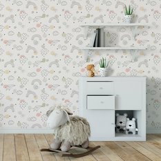 Tapeta Dziecięca Rysowane CHMURKI Gwiazdki Tęcza 53x1000  - Miniaturka zdjęcia nr 7