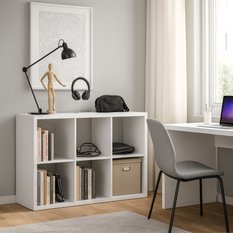 Regał komorowy MALAX 2x3 110x30x75 cm funkcjonalny na książki dokumenty do biura pokoju biały mat - Miniaturka zdjęcia nr 2