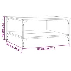 Stolik kawowy 80x80x40 cm z praktyczną dolną półką przydymiony dąb do salonu - Miniaturka zdjęcia nr 9