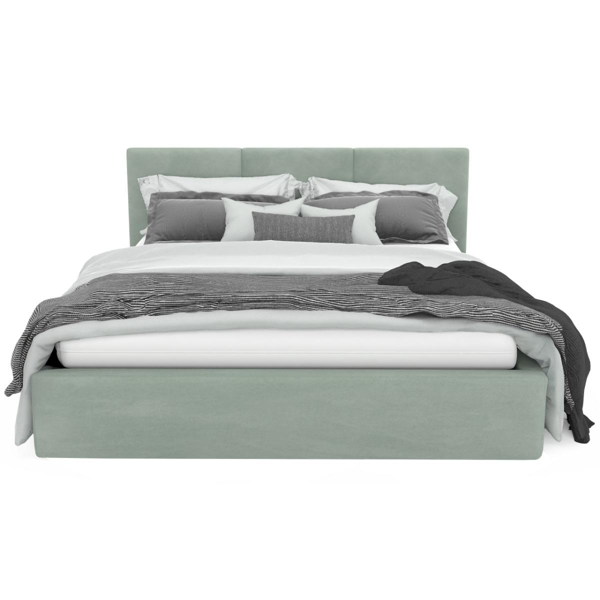 Łóżko tapicerowane  140x200x88 cm do sypialni podwójne otwierany schowek na pościel basic miętowe nr. 11