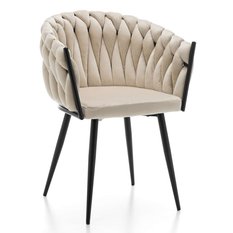 Krzesło LATINA jasnobeżowe tapicerowane welurem do jadalni lub salonu 