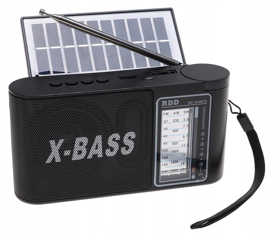 Radio przenośne 19 x 10,5 x 6 cm  z funkcją bluetooth    ładowany solarnie czarne