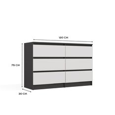 Komoda MALWA 120x30x75 cm do sypialni antracyt biały - Miniaturka zdjęcia nr 4