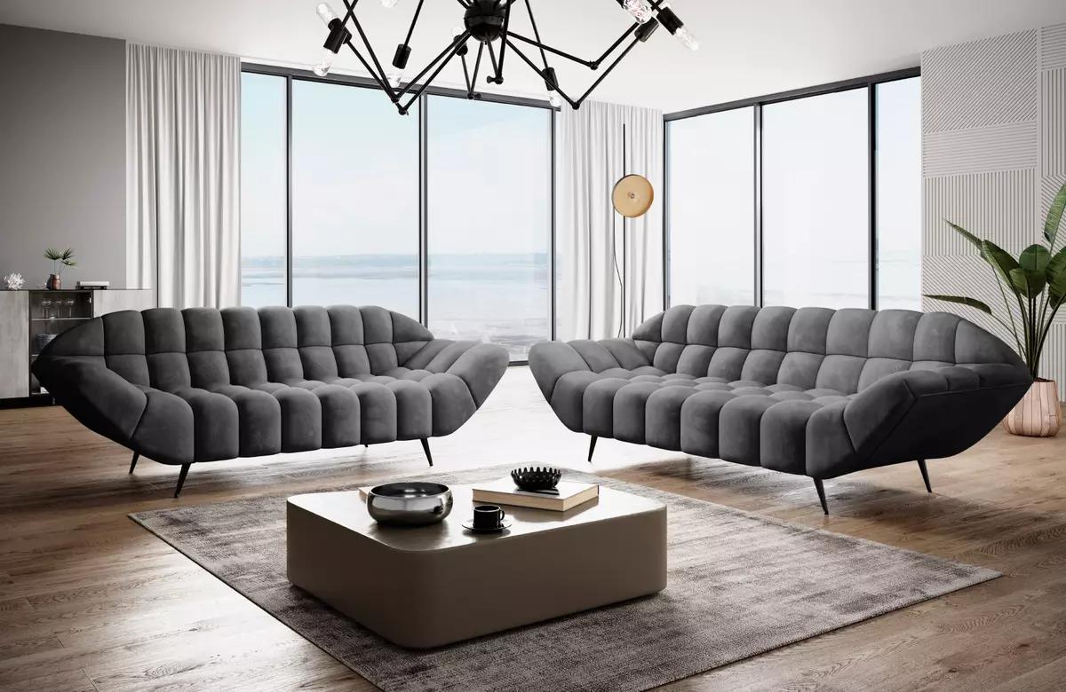 Sofa GAPPA 200x94x82 cm monolith 92 nowoczesna kanapa pikowana wersal ciemnoszara do salonu nr. 5