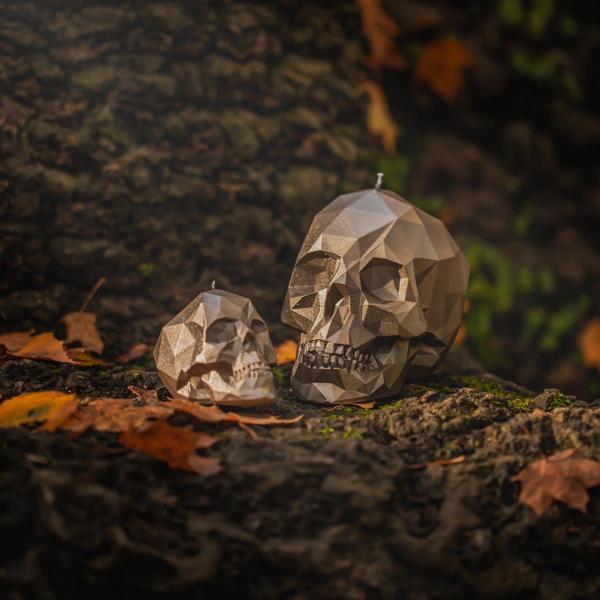 Świeca Skull Low-Poly Brass Small