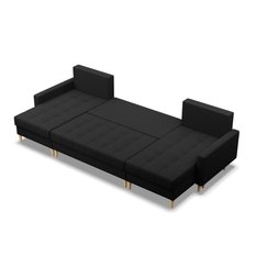 Narożnik w kształcie U ELMA 294x88x140 cm z leżankami rozkładany z funkcją spania sprężyna bonell sofa narożna czarna - Miniaturka zdjęcia nr 4