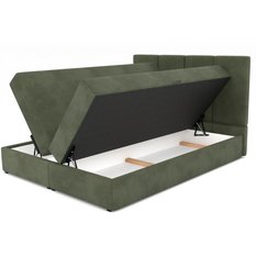 Łóżko kontynentalne 160x200x113 cm tapicerowane podwójne z materacem khaki - Miniaturka zdjęcia nr 17